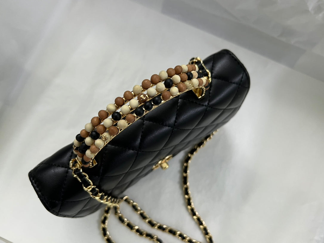 Chanel Small Flap Bag with Top Handle - Black Quilted Leather Gold Hardware