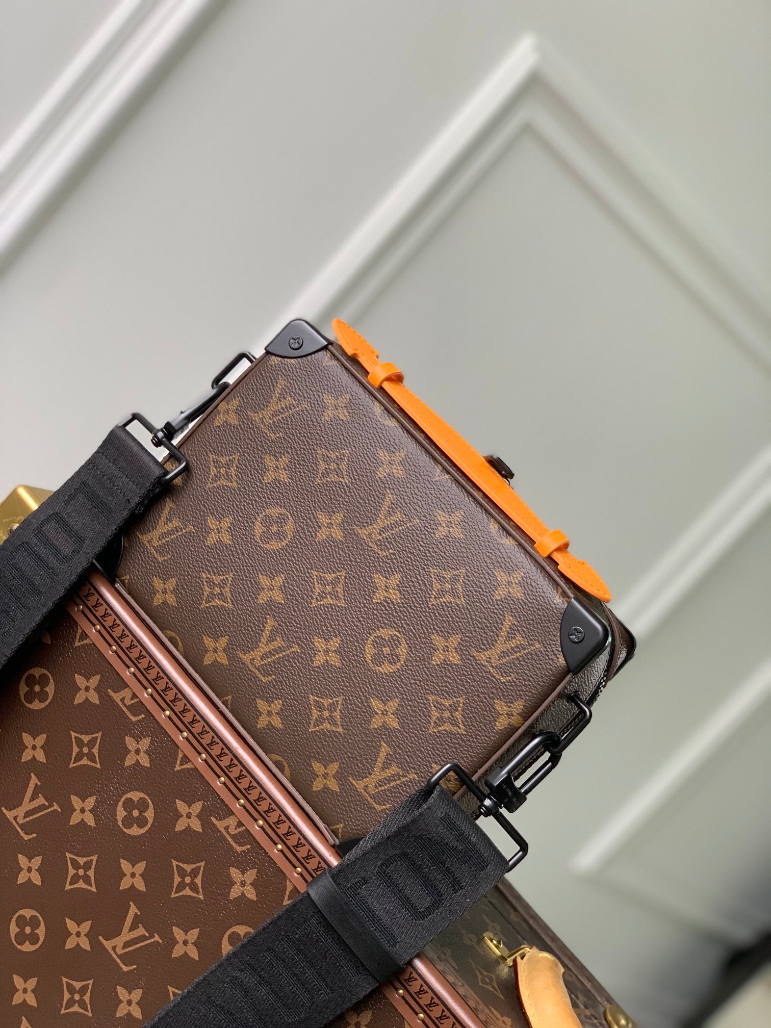 Louis Vuitton Soft Trunk Messenger Bag Monogram Macassar Orange Stripes