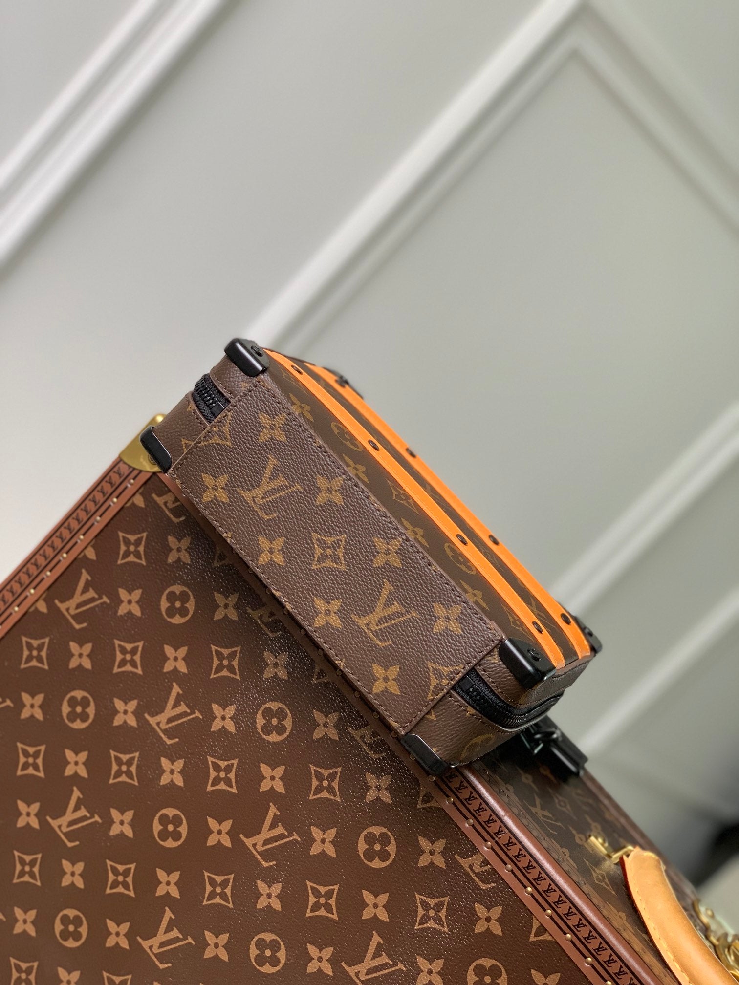 Louis Vuitton Soft Trunk Messenger Bag Monogram Macassar Orange Stripes