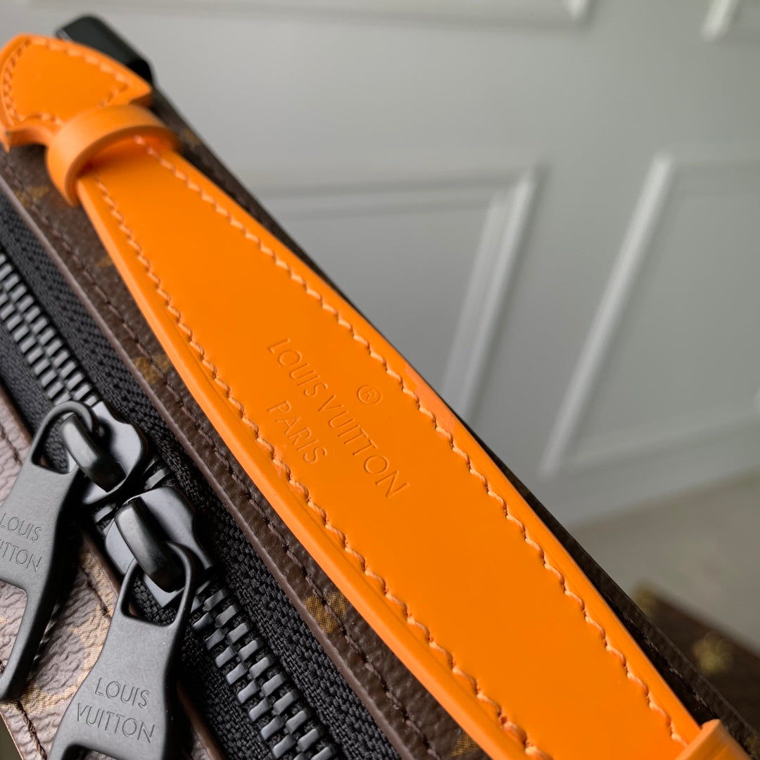 Louis Vuitton Soft Trunk Messenger Bag Monogram Macassar Orange Stripes