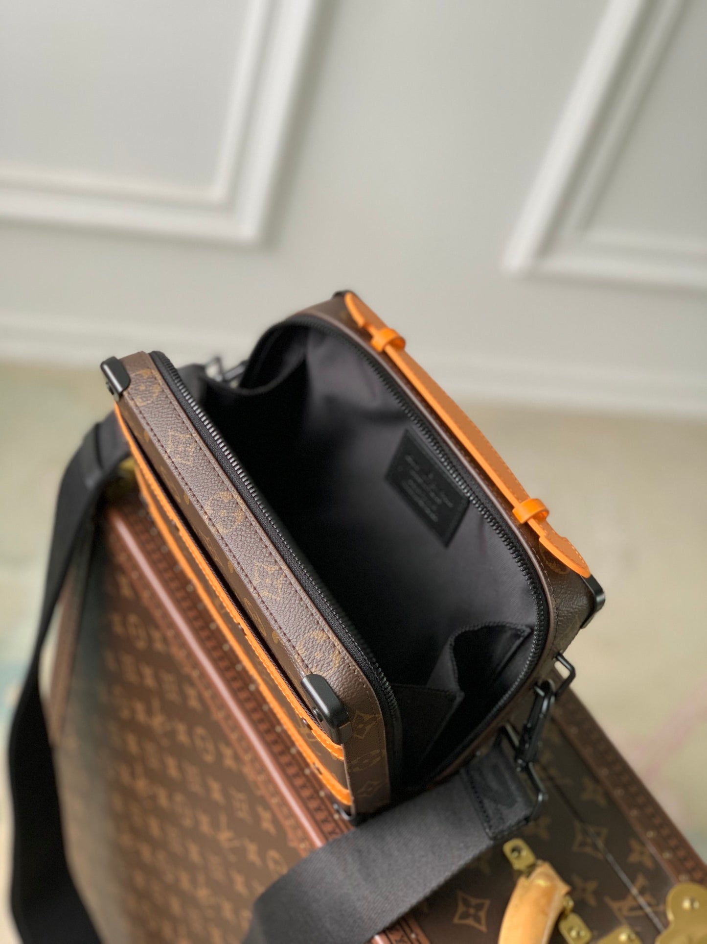 Louis Vuitton Soft Trunk Messenger Bag Monogram Macassar Orange Stripes