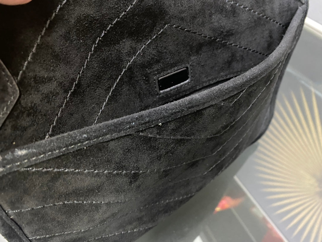 Saint Laurent Loulou Medium Shoulder Bag in Black Quilted Suede with Silver Hardware