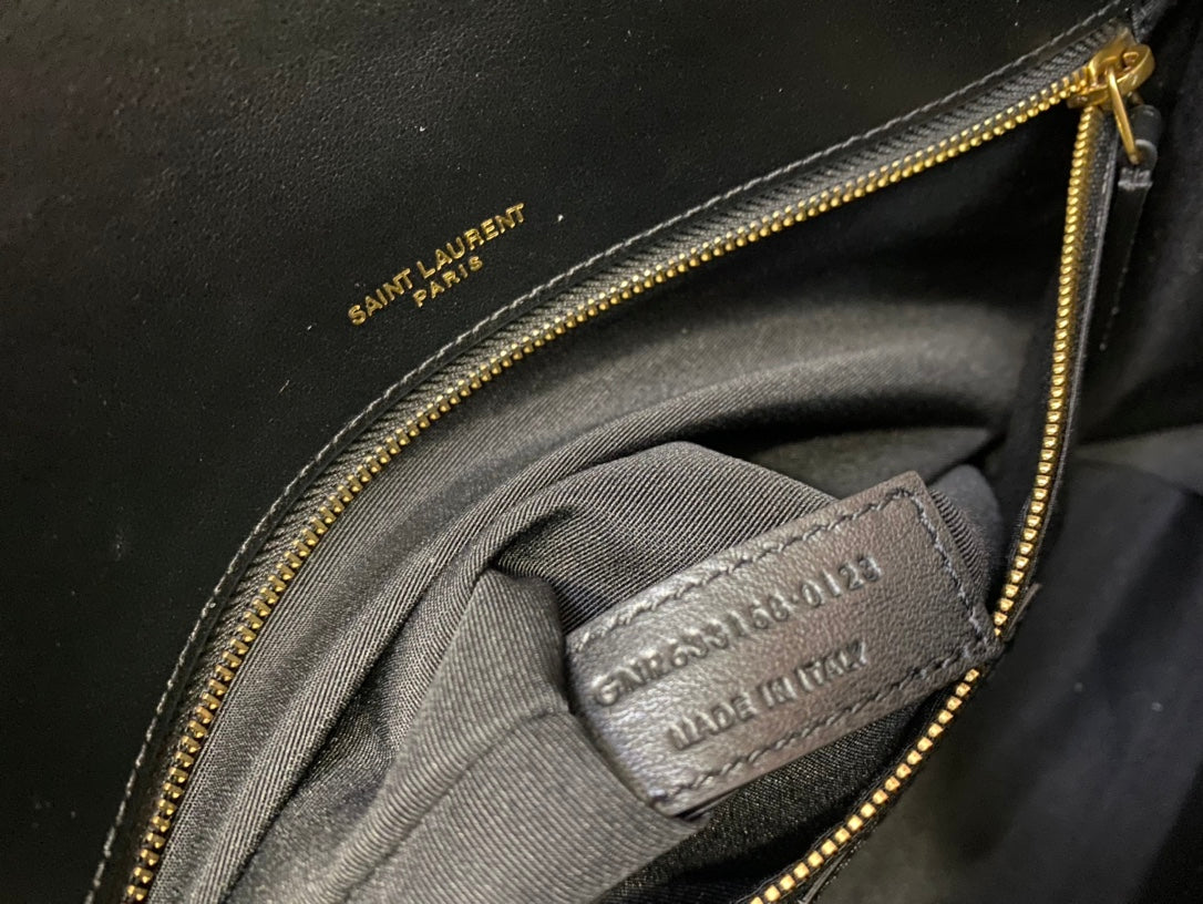 Saint Laurent Loulou Medium Shoulder Bag in Black Quilted Suede with Silver Hardware