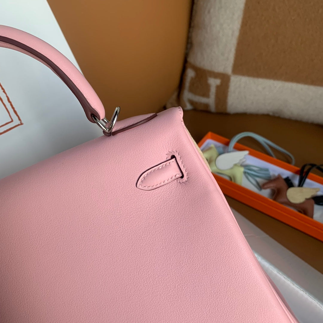 Hermès Kelly 25 Sellier Pink Epsom Leather Palladium Hardware Handbag