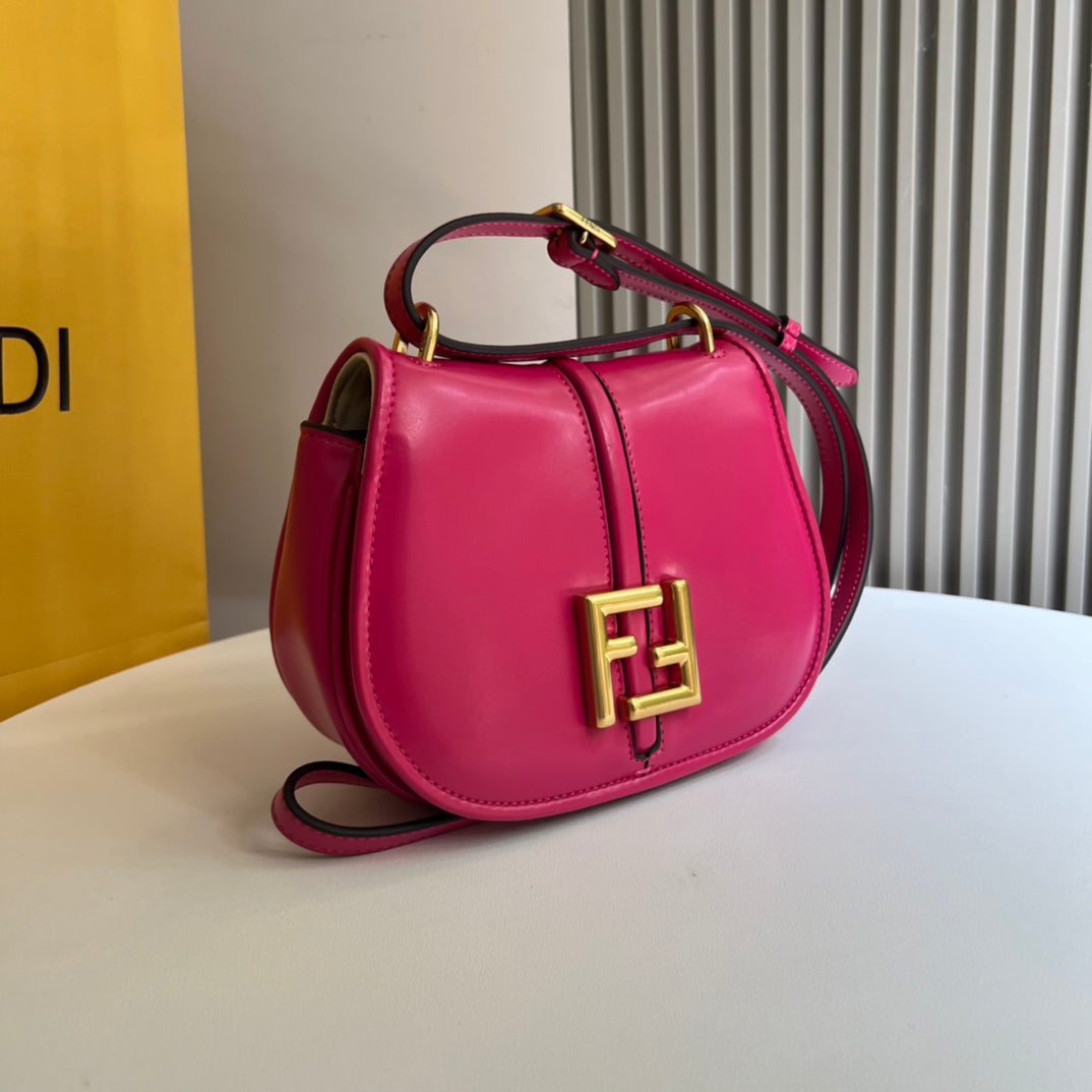 Fendi C'mon Mini Pink Leather Shoulder Bag with Gold FF Logo