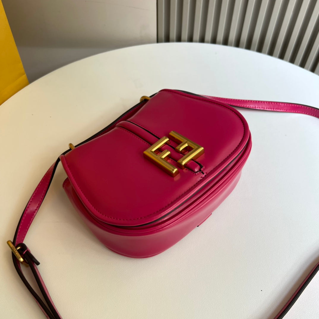 Fendi C'mon Mini Pink Leather Shoulder Bag with Gold FF Logo