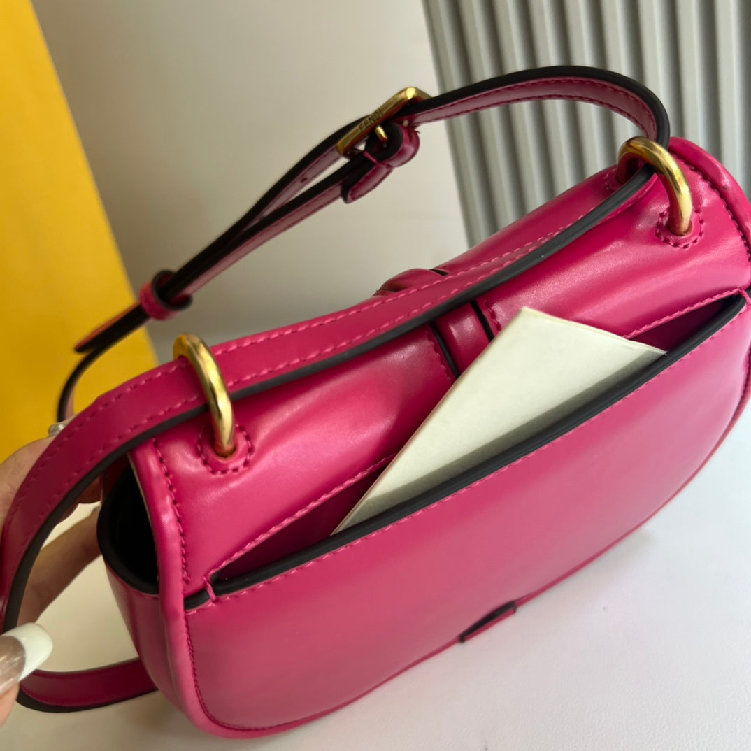 Fendi C'mon Mini Pink Leather Shoulder Bag with Gold FF Logo