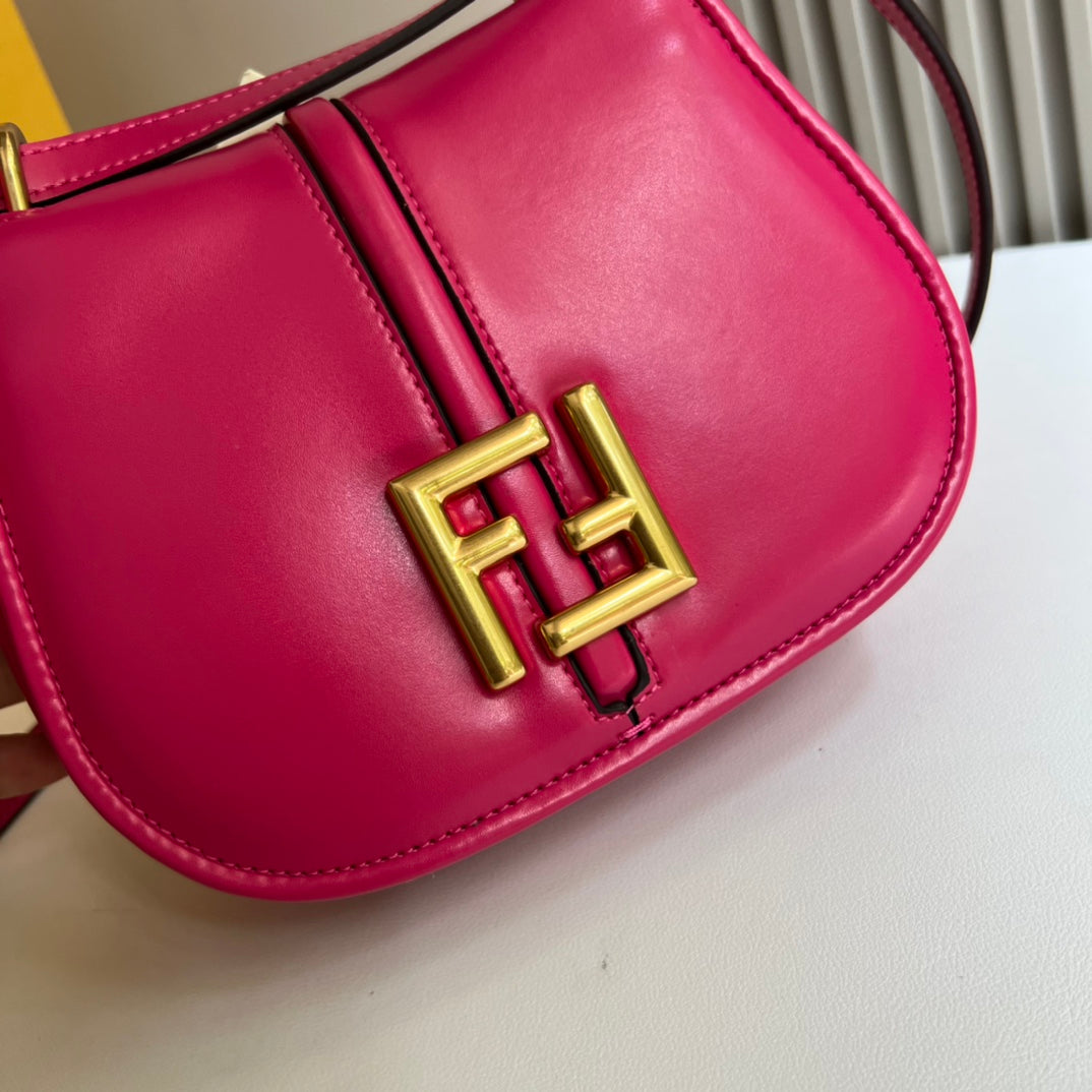 Fendi C'mon Mini Pink Leather Shoulder Bag with Gold FF Logo