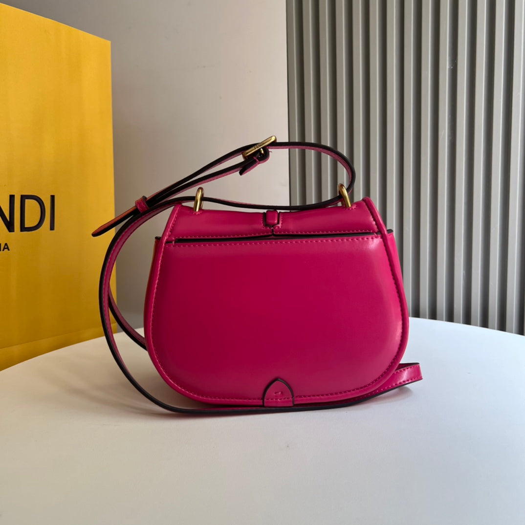 Fendi C'mon Mini Pink Leather Shoulder Bag with Gold FF Logo