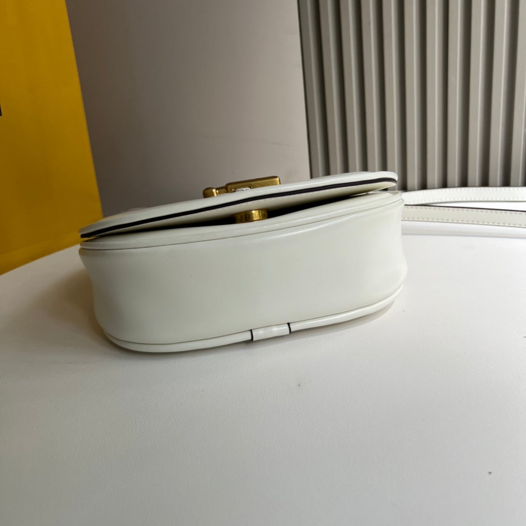 Fendi C'Mon Small White Leather Shoulder Bag
