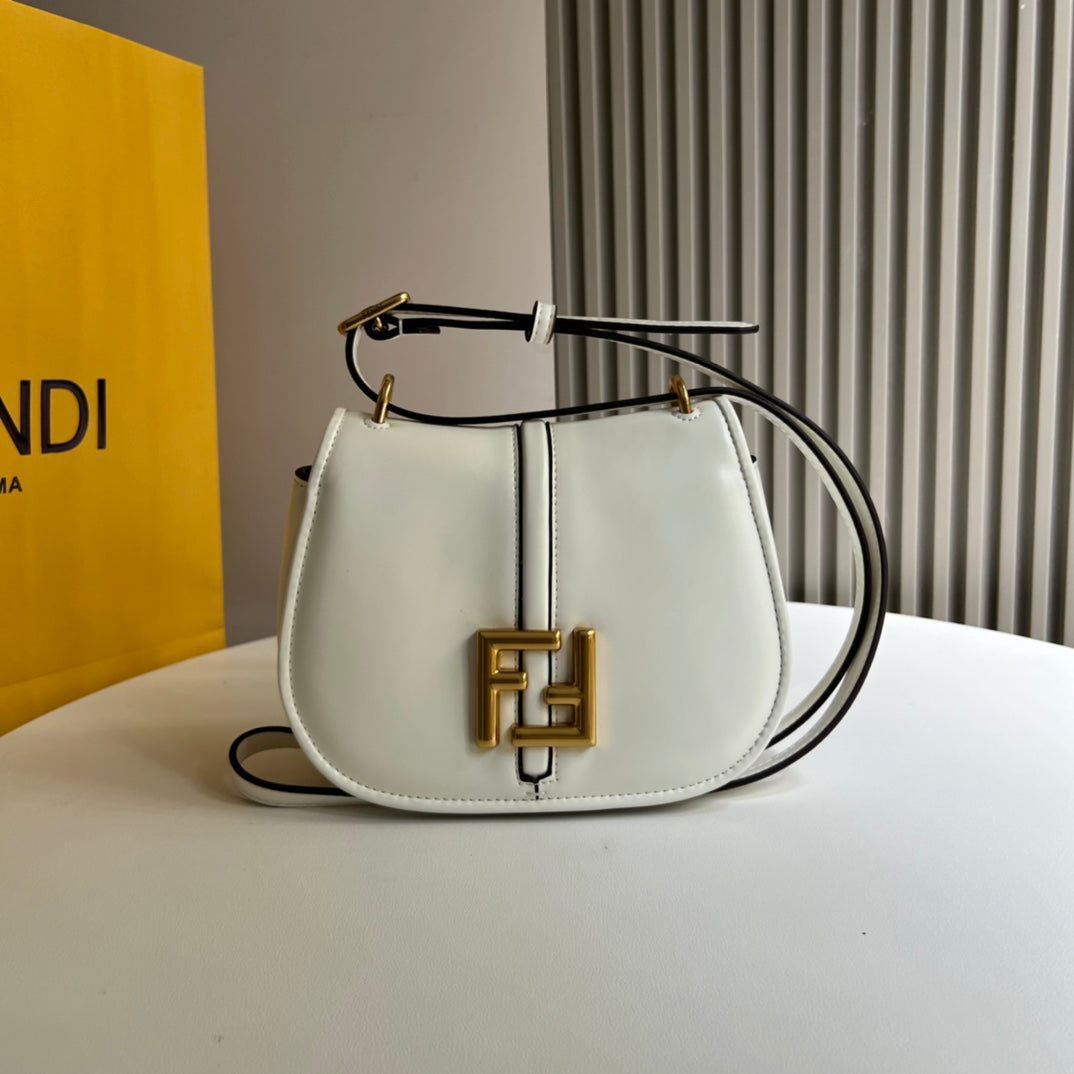 Fendi C'Mon Small White Leather Shoulder Bag