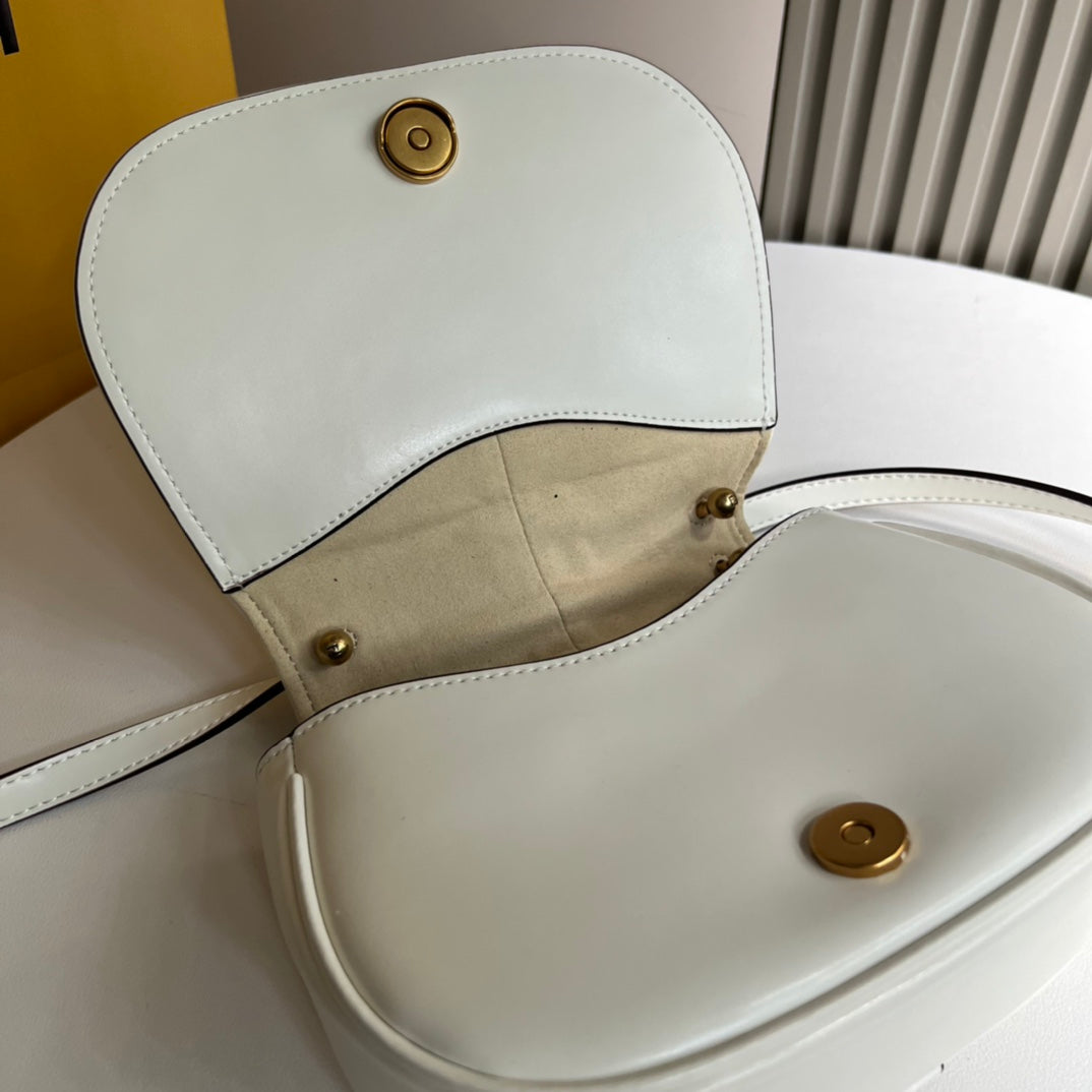 Fendi C'Mon Small White Leather Shoulder Bag