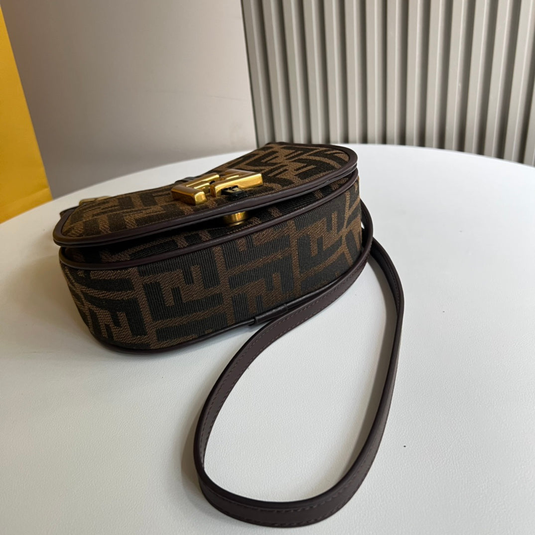 Fendi C'mon Small FF Fabric Shoulder Bag - Brown/Tobacco