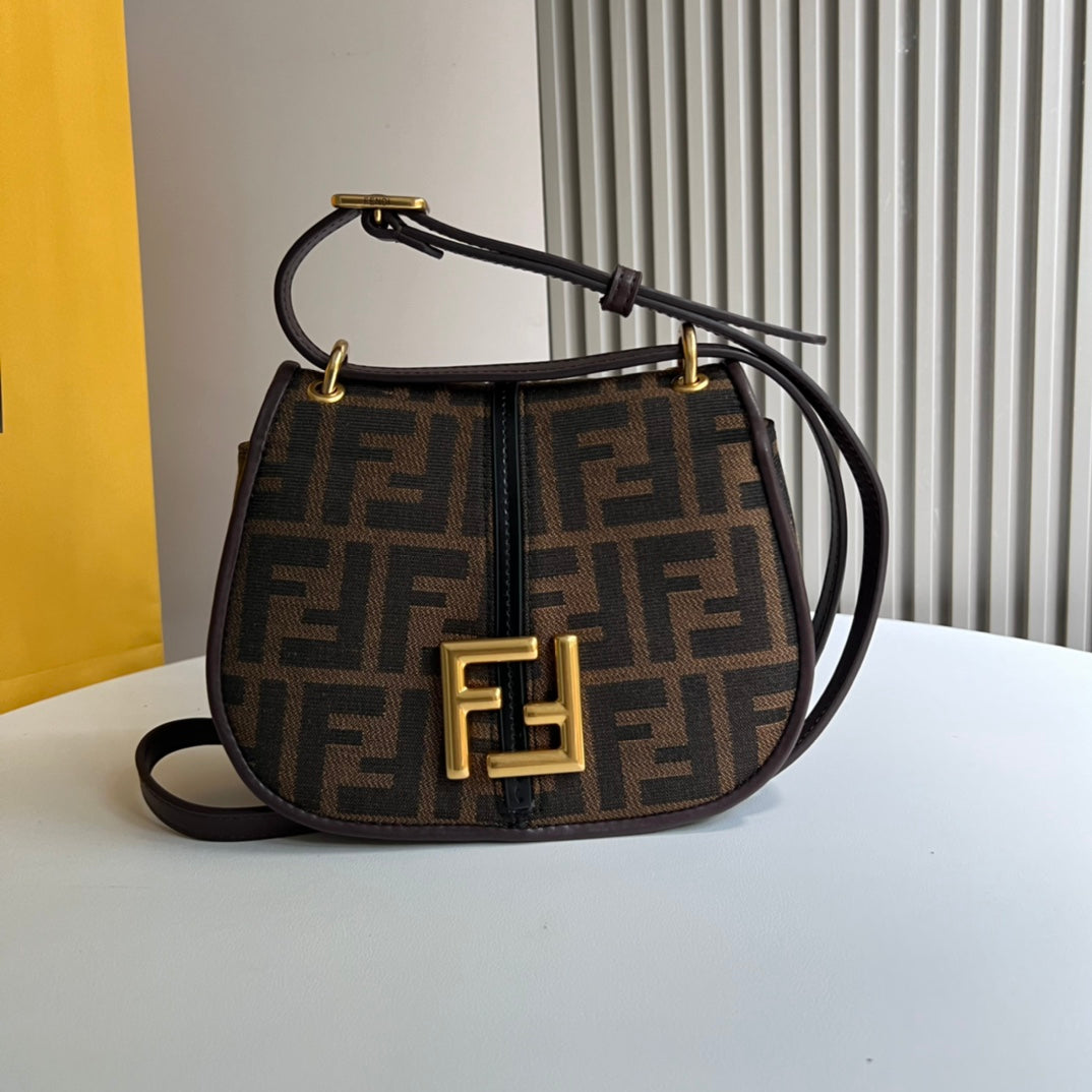 Fendi C'mon Small FF Fabric Shoulder Bag - Brown/Tobacco