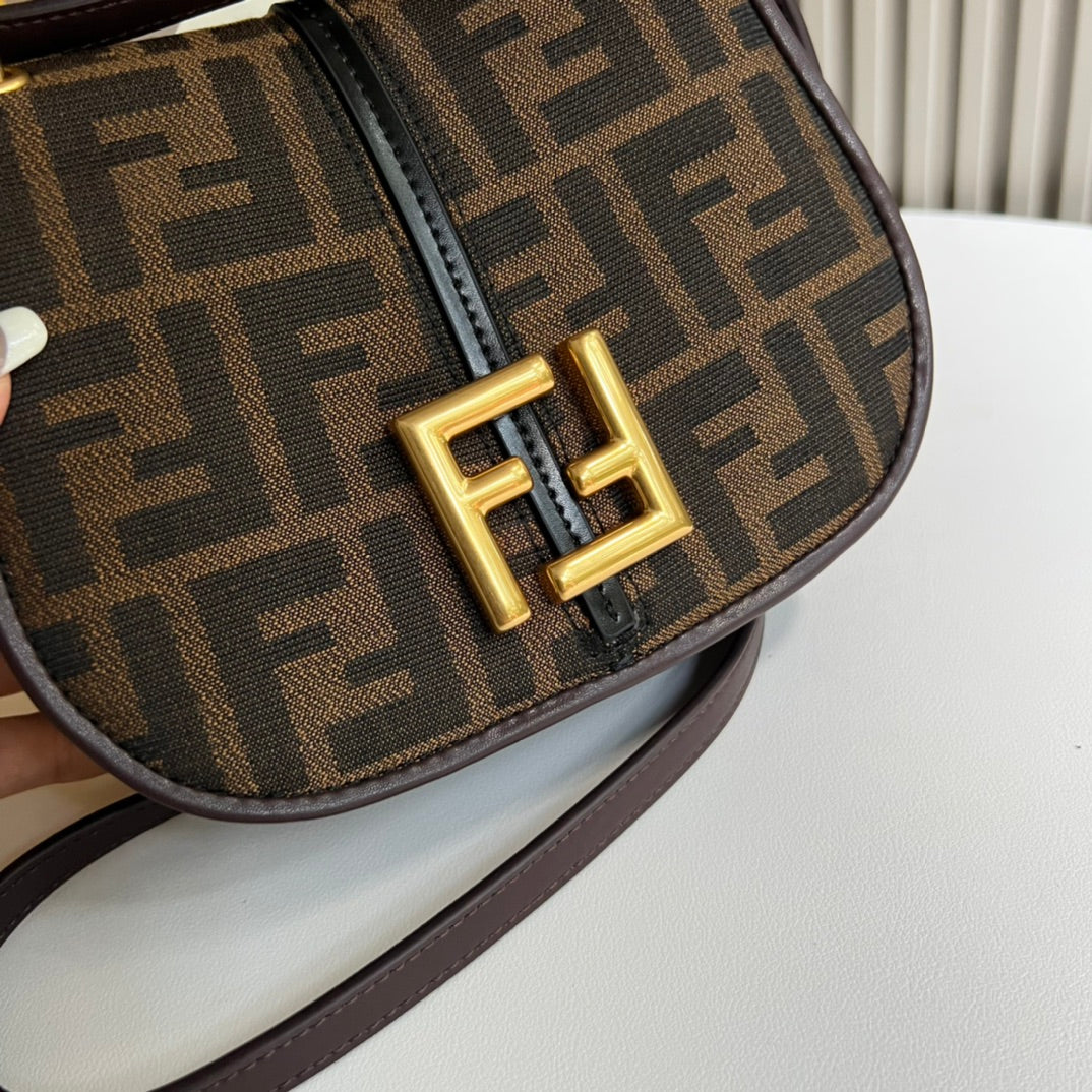 Fendi C'mon Small FF Fabric Shoulder Bag - Brown/Tobacco