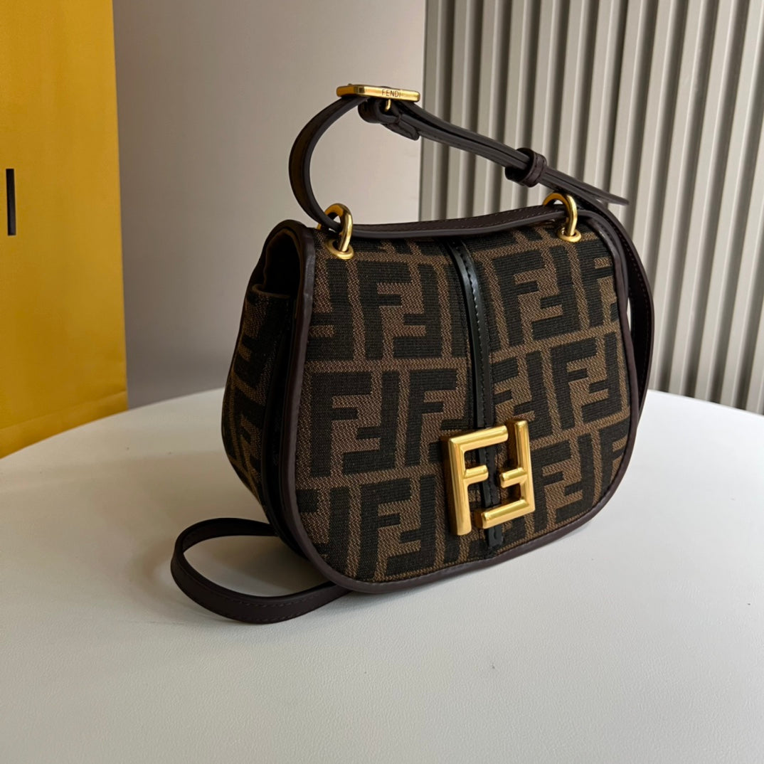Fendi C'mon Small FF Fabric Shoulder Bag - Brown/Tobacco