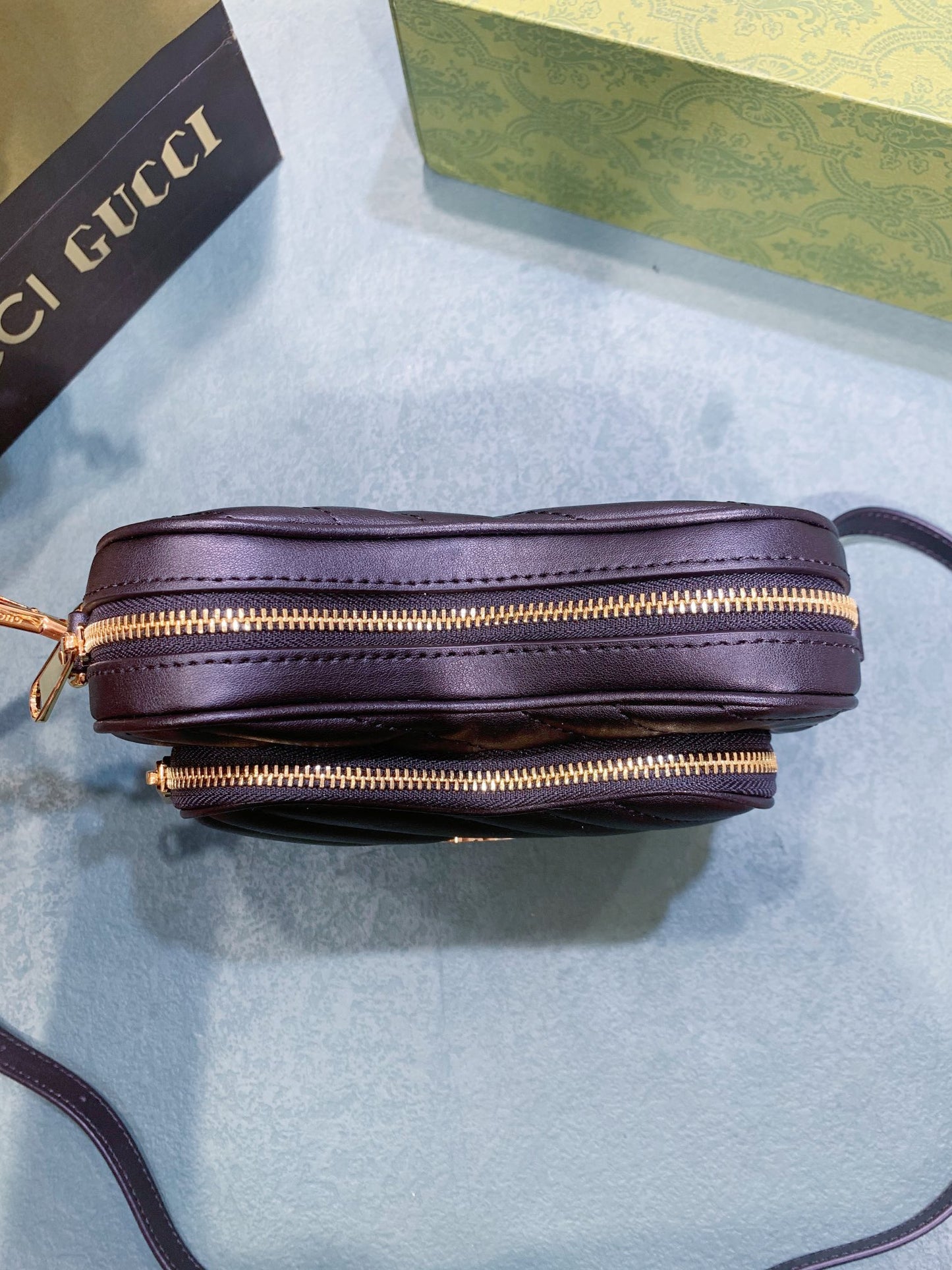 Gucci Quilted Black Leather Heart Shaped Crossbody Shoulder Bag