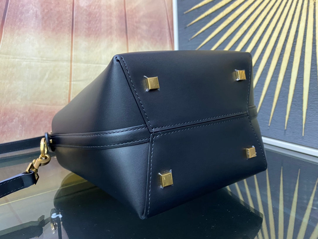 Saint Laurent Le 37 Mini Bucket Bag in Black Leather with Gold Hardware - 20cm