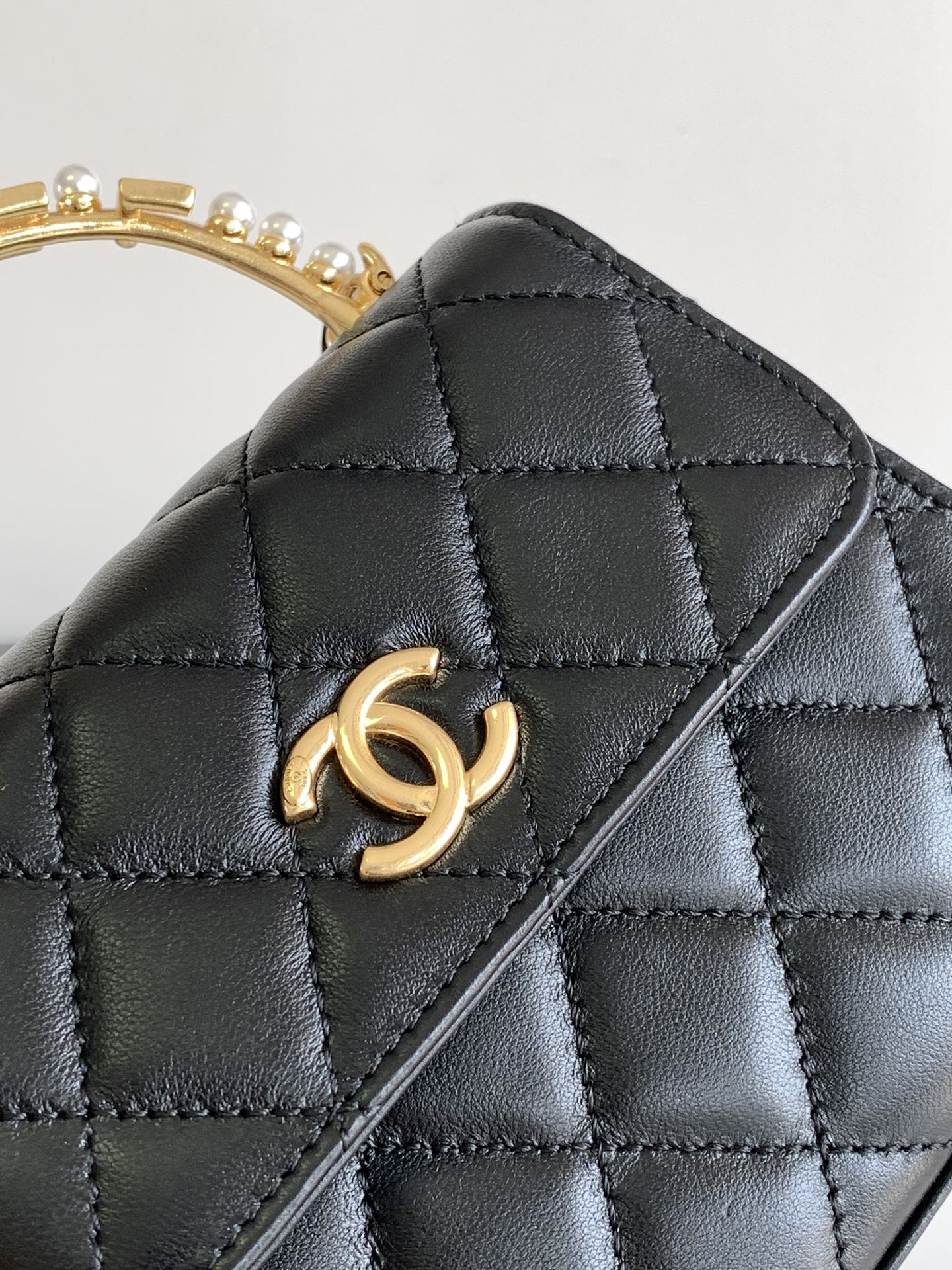 Chanel Quilted Leather Top Handle Bag - Black with Gold Hardware