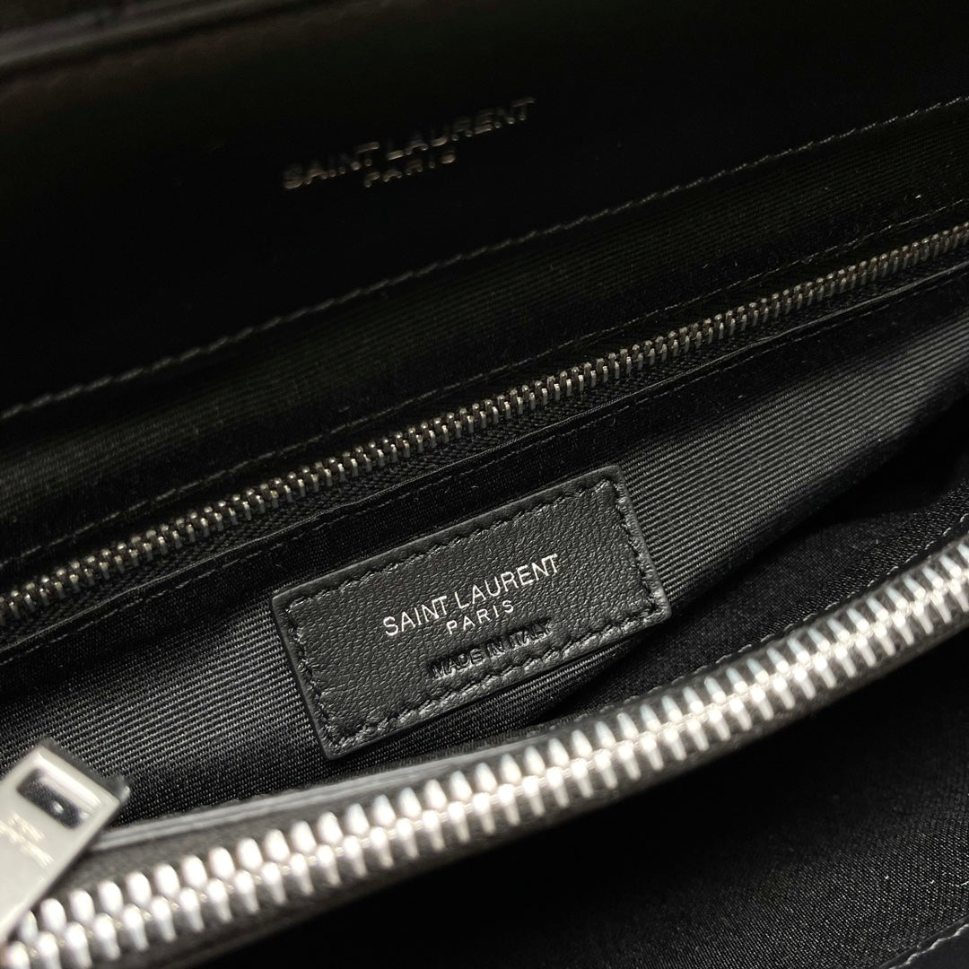 Saint Laurent Loulou Large Chain Bag in Quilted Leather Black