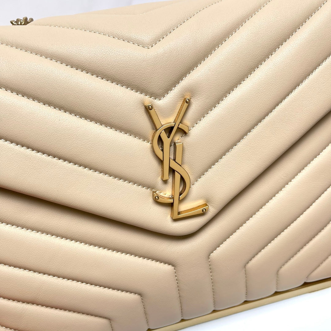 Saint Laurent Loulou Medium Quilted Leather Shoulder Bag - Dark Beige