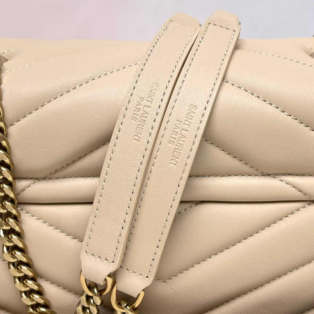 Saint Laurent Loulou Medium Quilted Leather Shoulder Bag - Dark Beige
