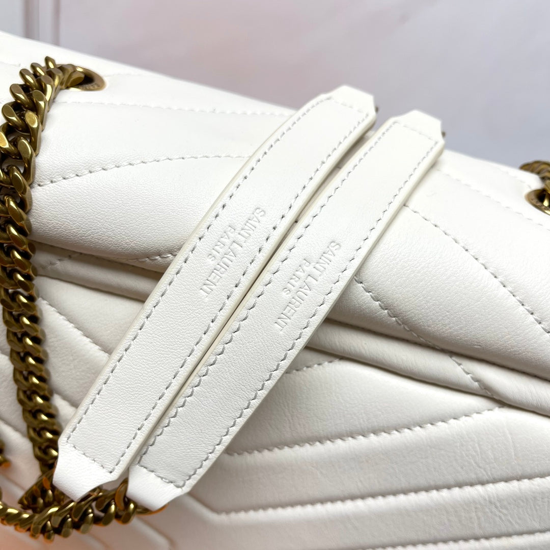 Saint Laurent Loulou Medium Chain Bag in Matelassé Leather - Cream