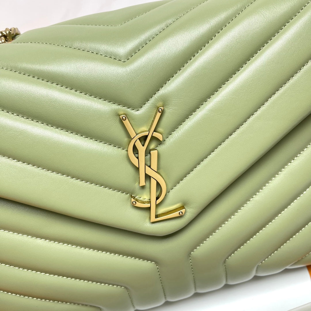 Saint Laurent Loulou Large Bag in Quilted Calfskin Leather - Olive Green