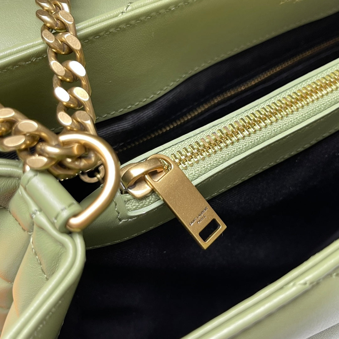 Saint Laurent Loulou Large Bag in Quilted Calfskin Leather - Olive Green
