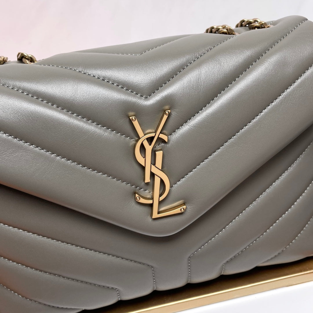 Saint Laurent Loulou Small Quilted Leather Shoulder Bag - Grey