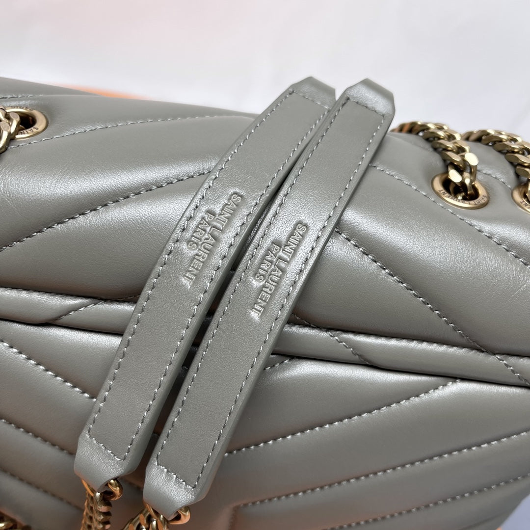 Saint Laurent Loulou Small Quilted Leather Shoulder Bag - Grey