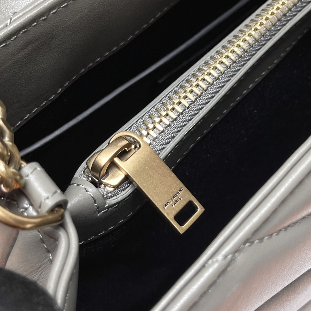 Saint Laurent Loulou Small Quilted Leather Shoulder Bag - Grey