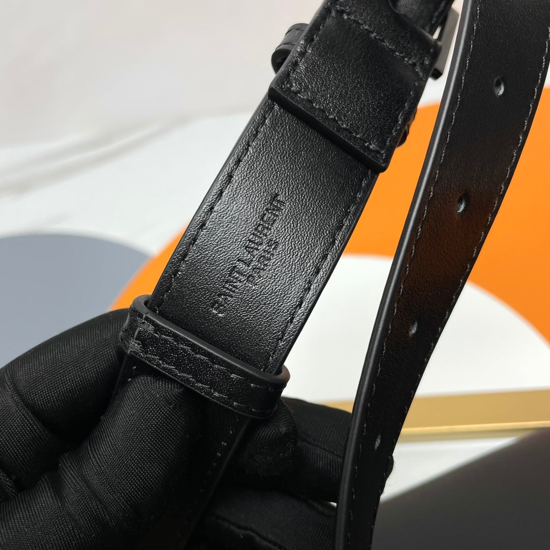 Saint Laurent Men's Black Leather Monogram Belt Bag