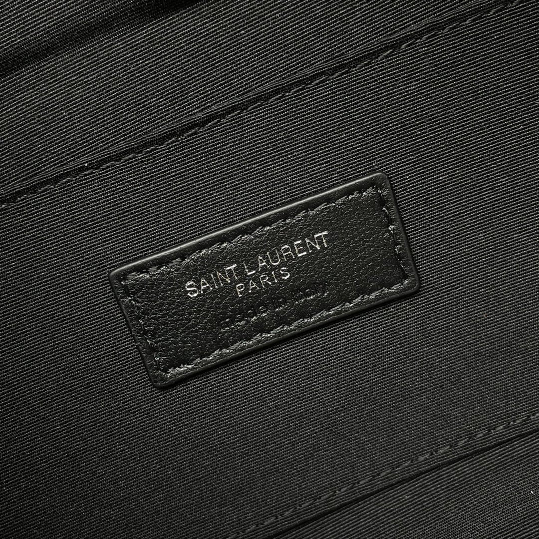 Saint Laurent Monogram Belt Bag in Shiny Black Leather with Silver Hardware