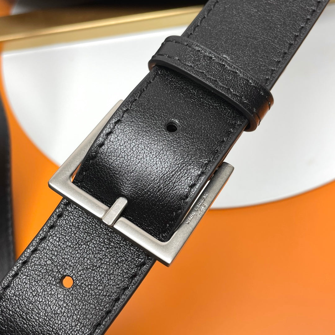 Saint Laurent Monogram Belt Bag in Shiny Black Leather with Silver Hardware