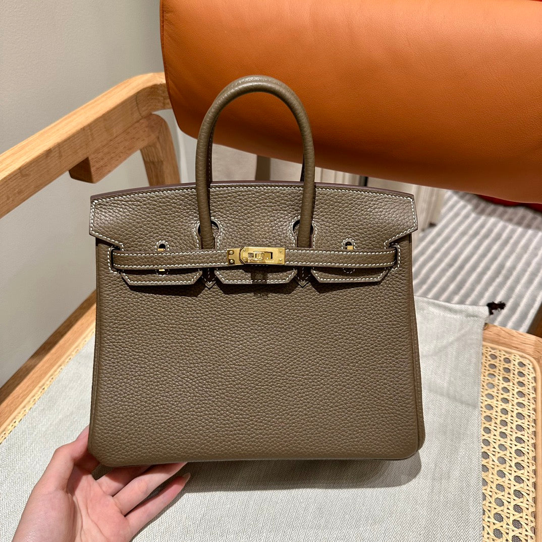 Hermès Birkin 25 Togo Leather Handbag - Etoupe with Gold Hardware
