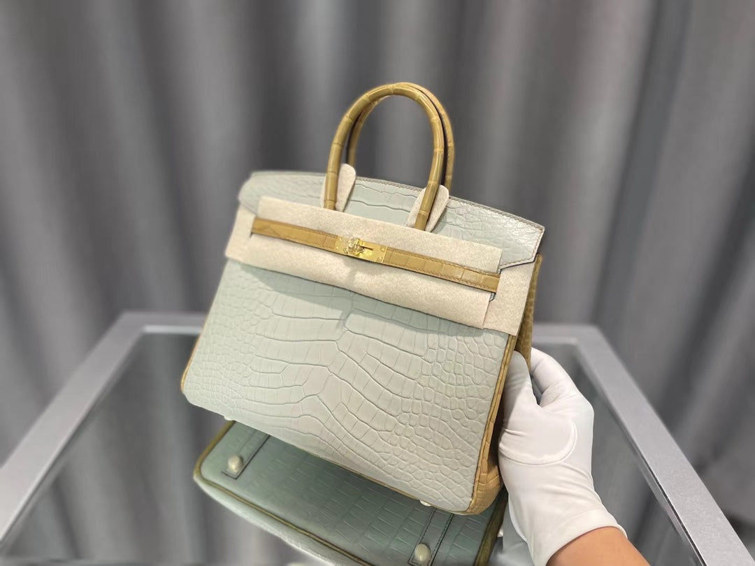 Exotic Crocodile Embossed Leather Top Handle Handbag - Elegant Off-White Luxury Tote with Gold Turn-Lock