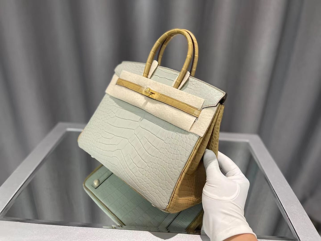 Exotic Crocodile Embossed Leather Top Handle Handbag - Elegant Off-White Luxury Tote with Gold Turn-Lock
