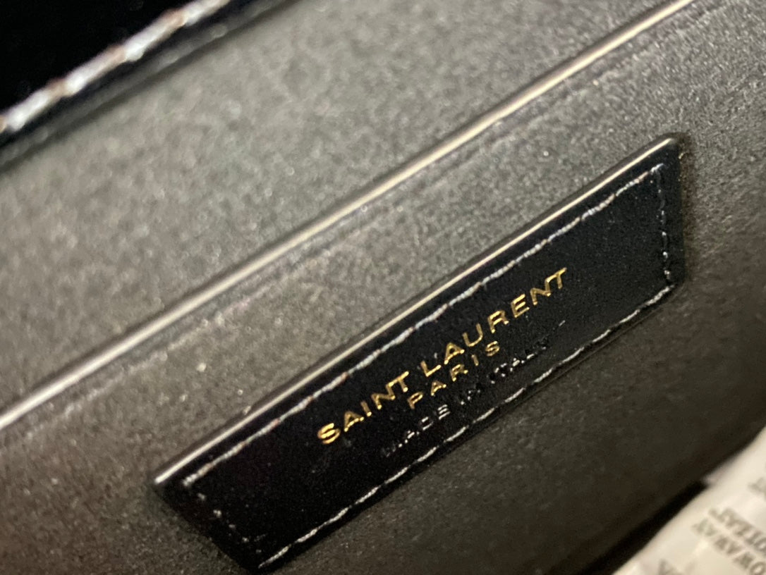 Saint Laurent Sunset Medium Shoulder Bag in Black Leather and Tan Suede