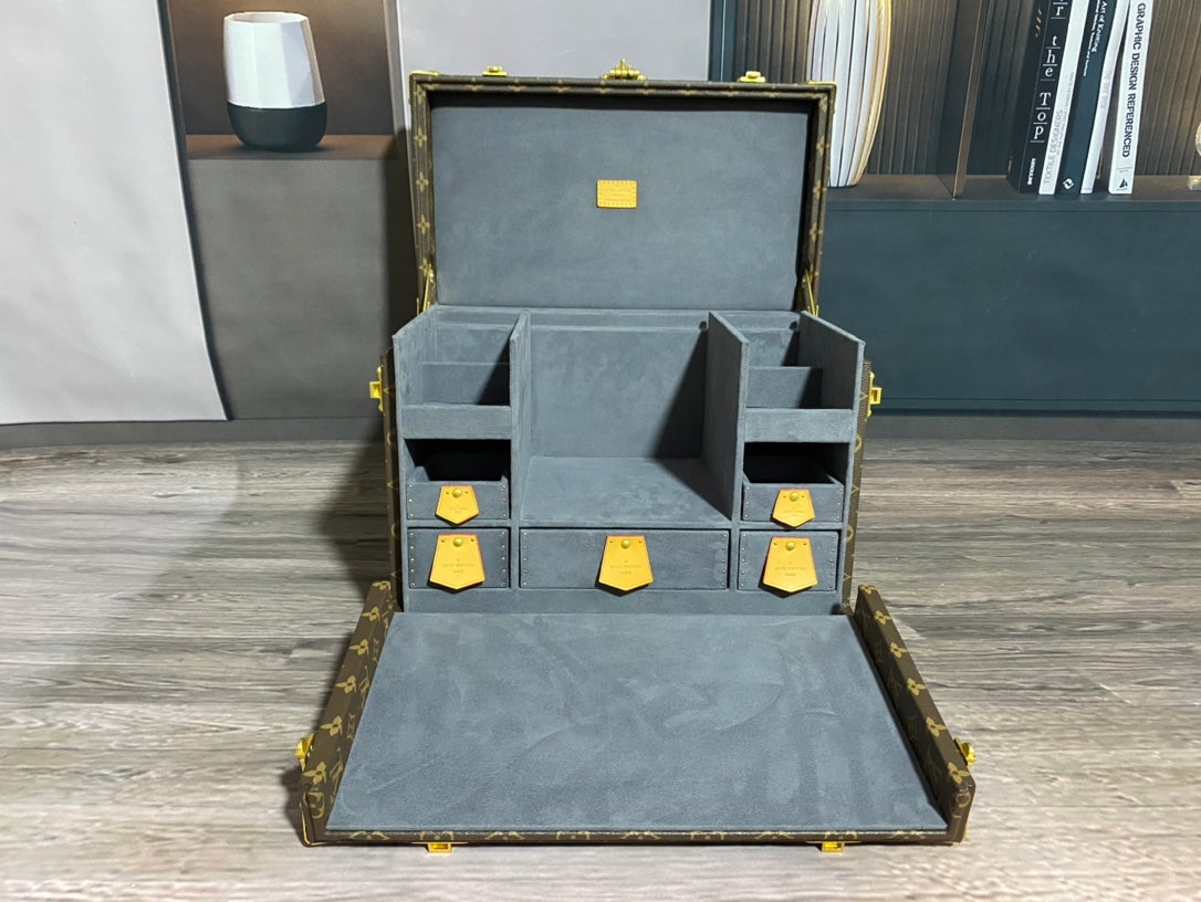 Classic Monogram Hardcase Travel Trunk with Gold Hardware