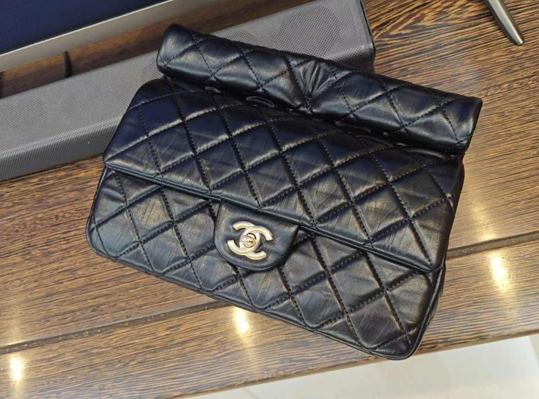 Chanel Classic Flap Bag Black Quilted Lambskin Gold Hardware