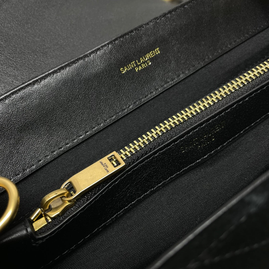 Saint Laurent Medium Loulou Bag in Black Suede with Gold Hardware