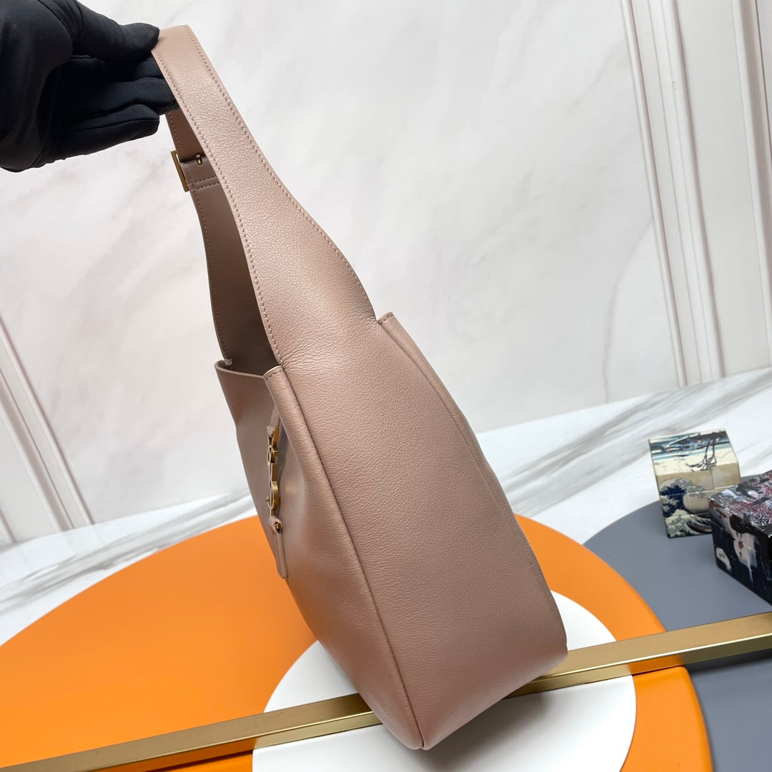 Saint Laurent Le 5 à 7 Large Hobo Bag in Smooth Leather - Beige