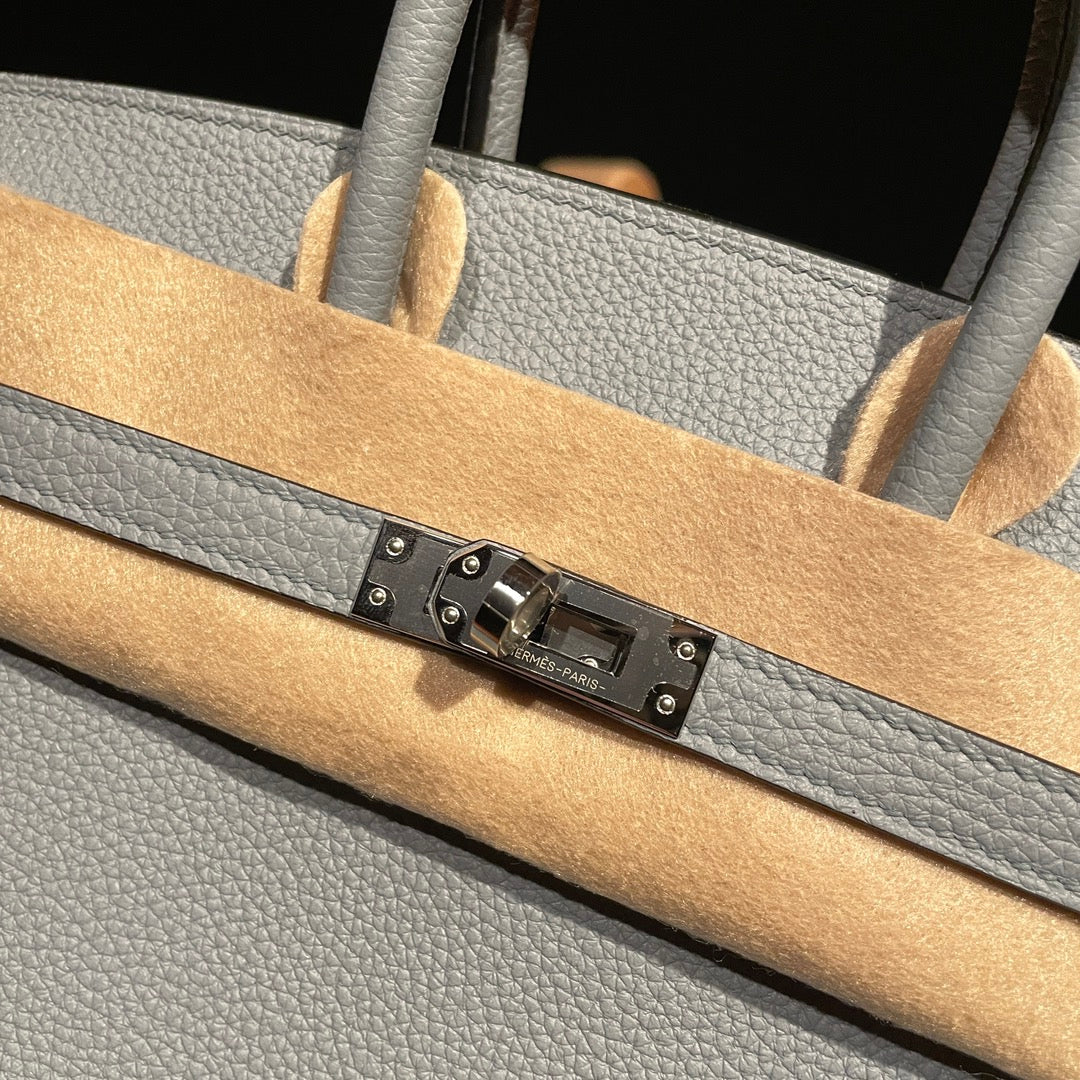 Hermes Birkin 30 Handbag in Pale Blue Togo Leather with Palladium Hardware