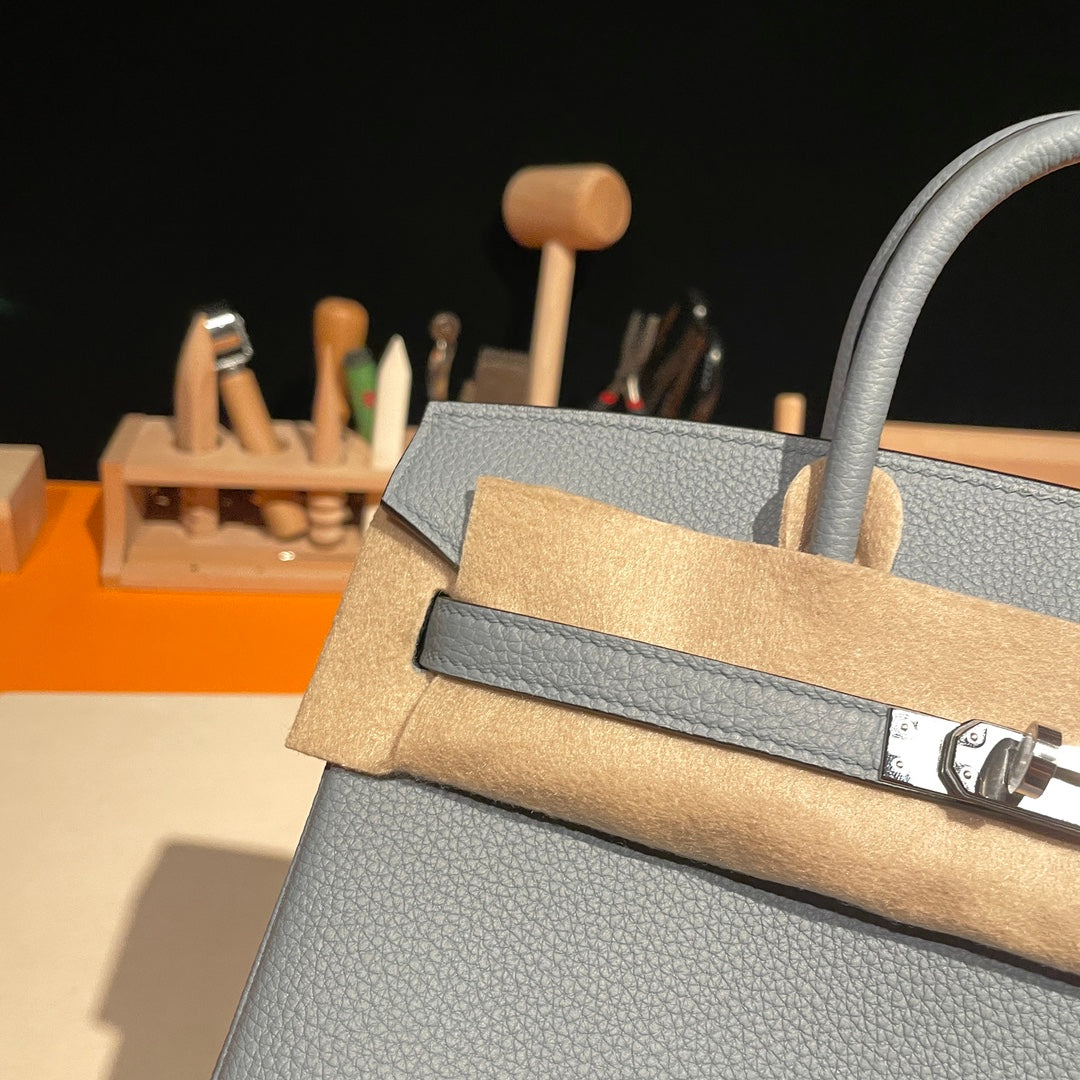 Hermes Birkin 30 Handbag in Pale Blue Togo Leather with Palladium Hardware