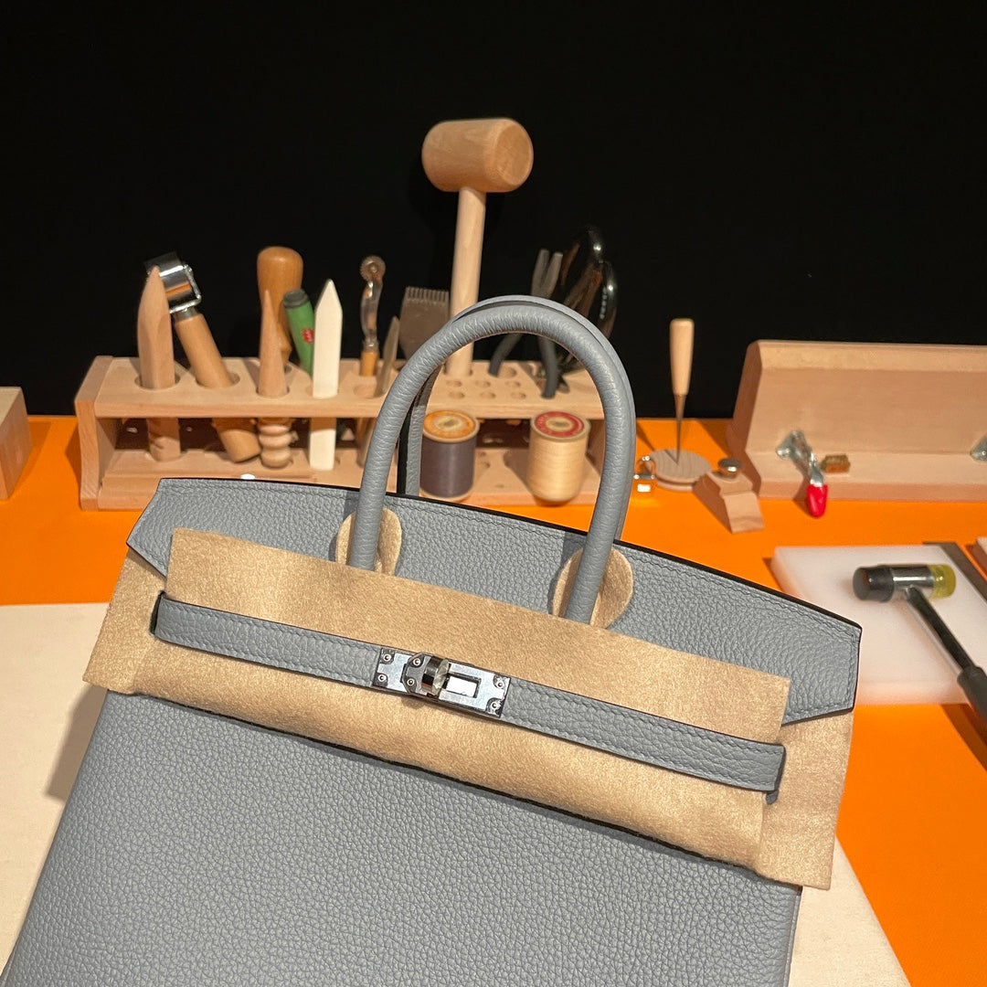 Hermes Birkin 30 Handbag in Pale Blue Togo Leather with Palladium Hardware