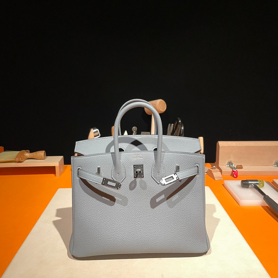 Hermes Birkin 30 Handbag in Pale Blue Togo Leather with Palladium Hardware