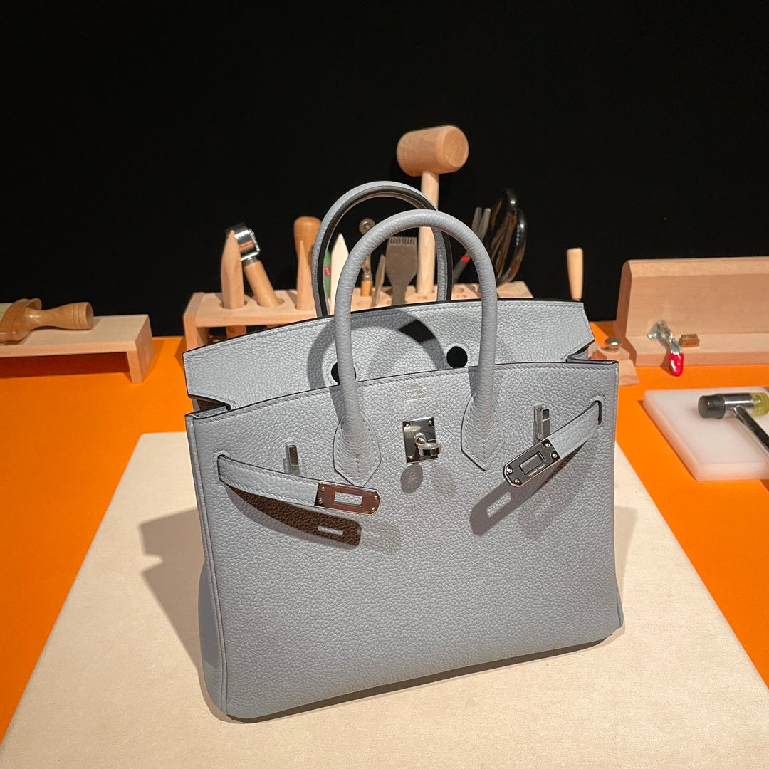 Hermes Birkin 30 Handbag in Pale Blue Togo Leather with Palladium Hardware