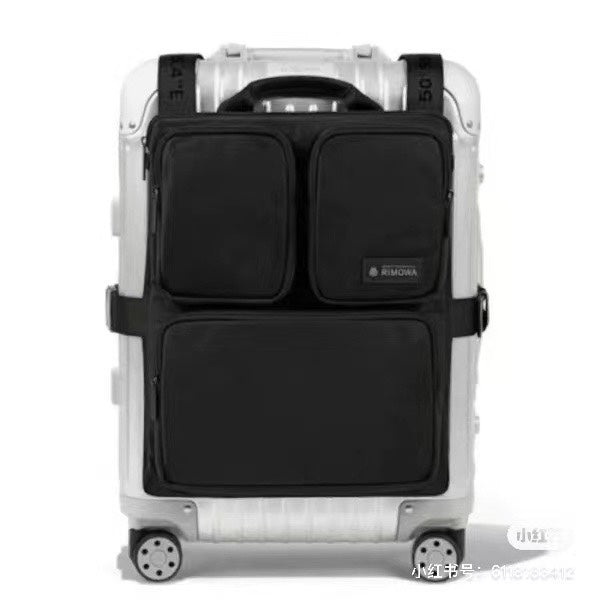 Black Nylon Luggage Strap-On Organizer Bag for Travel Suitcase