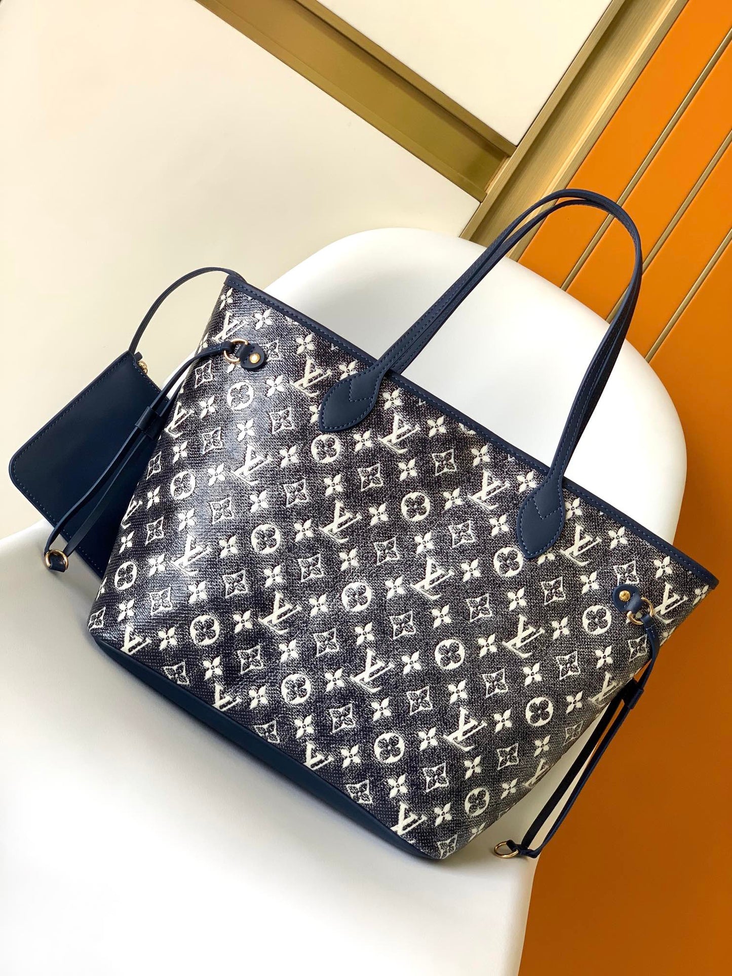 Louis Vuitton Neverfull MM Monogram Jacquard Denim Tote Bag - Blue